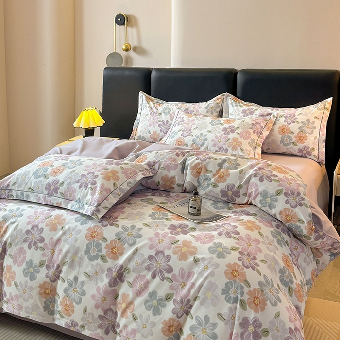 91家纺网 家纺一手货源 找家纺 帛美家纺 2025新款全棉加厚款数码印花磨毛四件套 忆甜