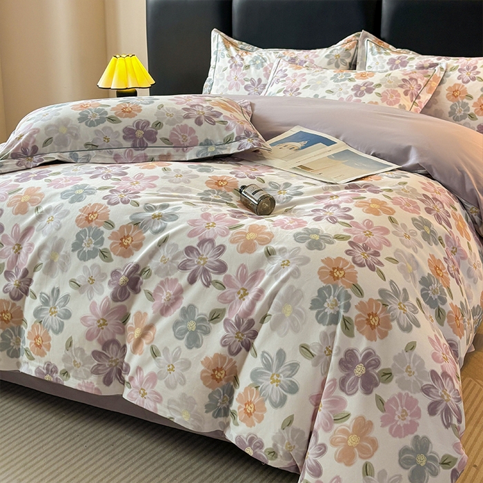 91家纺网 家纺一手货源 找家纺 帛美家纺 2025新款全棉加厚款数码印花磨毛四件套 忆甜