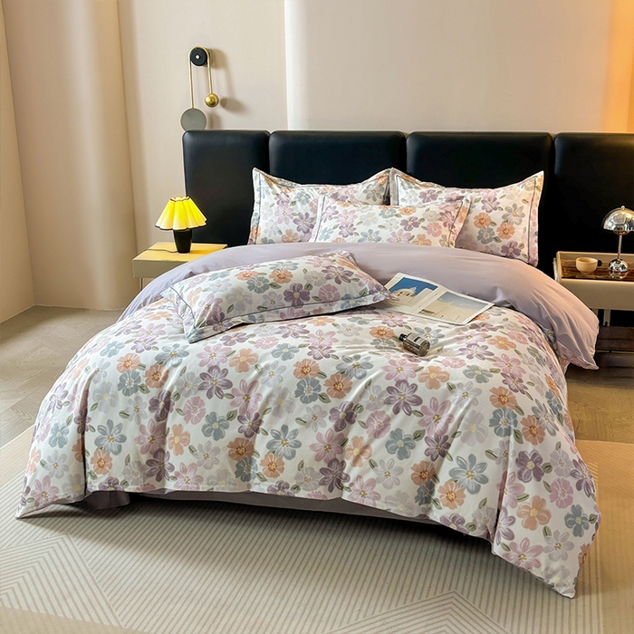 91家纺网 家纺一手货源 找家纺 帛美家纺 2025新款全棉加厚款数码印花磨毛四件套 忆甜