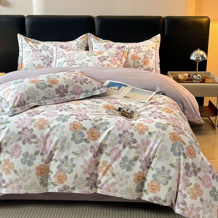 91家纺网 家纺一手货源 找家纺 帛美家纺 2025新款全棉加厚款数码印花磨毛四件套 忆甜