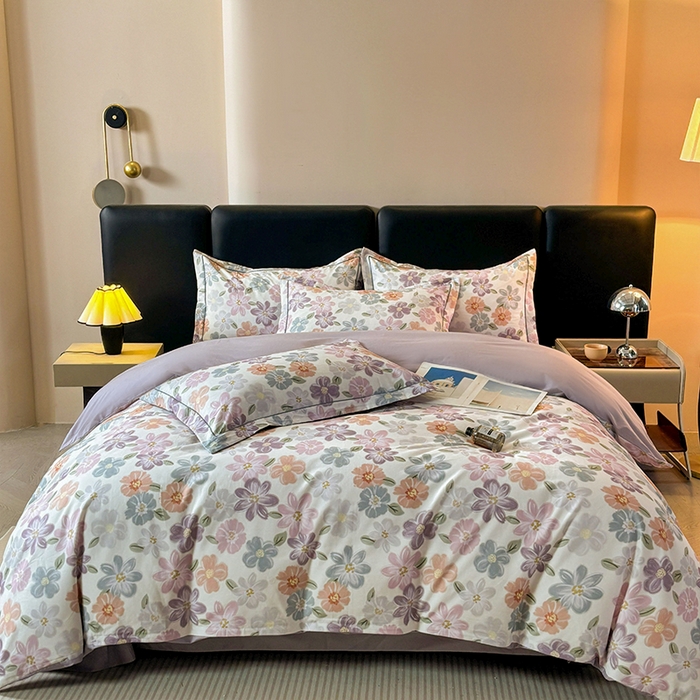 91家纺网 家纺一手货源 找家纺 帛美家纺 2025新款全棉加厚款数码印花磨毛四件套 忆甜