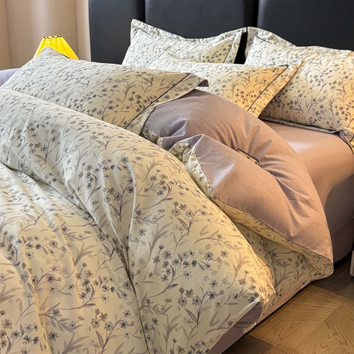 91家纺网 家纺一手货源 找家纺 帛美家纺 2025新款全棉加厚款数码印花磨毛四件套 樱贝