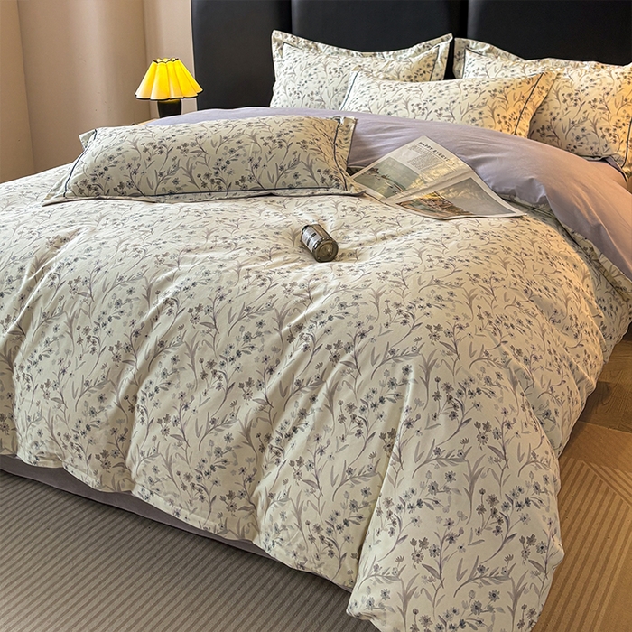 91家纺网 家纺一手货源 找家纺 帛美家纺 2025新款全棉加厚款数码印花磨毛四件套 樱贝