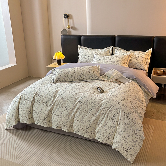 91家纺网 家纺一手货源 找家纺 帛美家纺 2025新款全棉加厚款数码印花磨毛四件套 樱贝