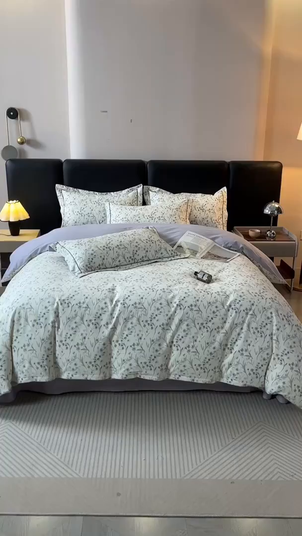 91家纺网 家纺一手货源 找家纺 帛美家纺 2025新款全棉加厚款数码印花磨毛四件套 樱贝