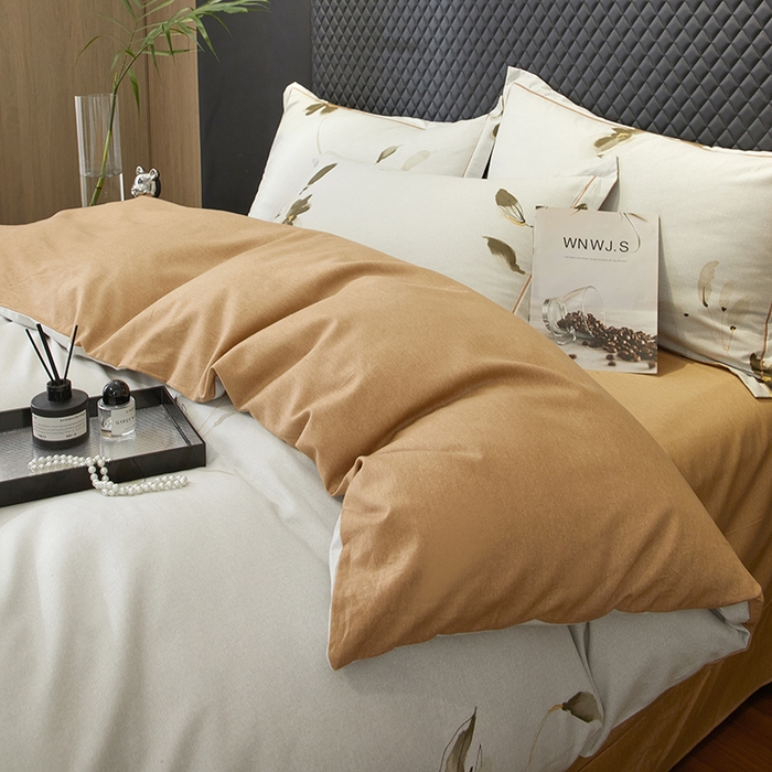 91家纺网 家纺一手货源 找家纺 帛美家纺 2025新款全棉加厚款数码印花磨毛四件套 珍华乌木