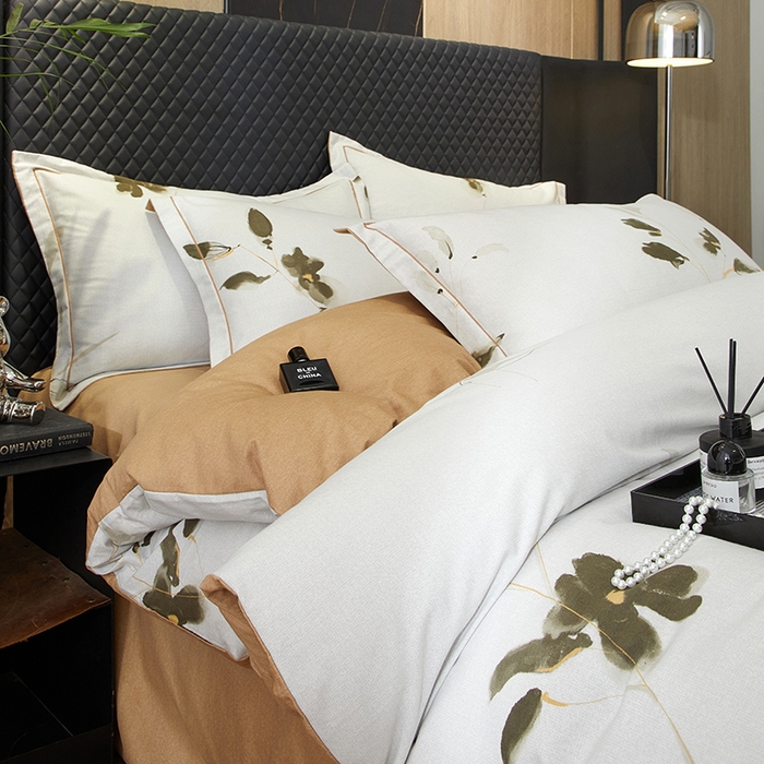 91家纺网 家纺一手货源 找家纺 帛美家纺 2025新款全棉加厚款数码印花磨毛四件套 珍华乌木