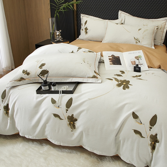 91家纺网 家纺一手货源 找家纺 帛美家纺 2025新款全棉加厚款数码印花磨毛四件套 珍华乌木