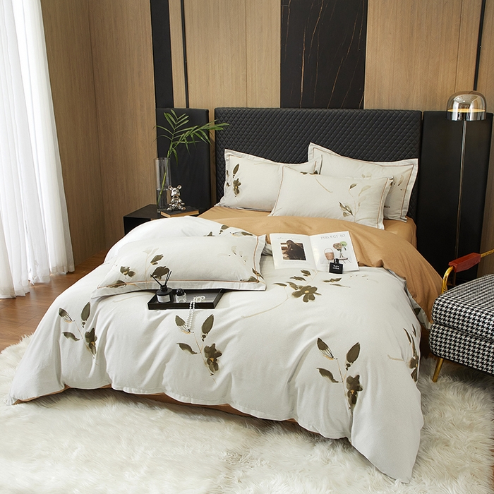 91家纺网 家纺一手货源 找家纺 帛美家纺 2025新款全棉加厚款数码印花磨毛四件套 珍华乌木