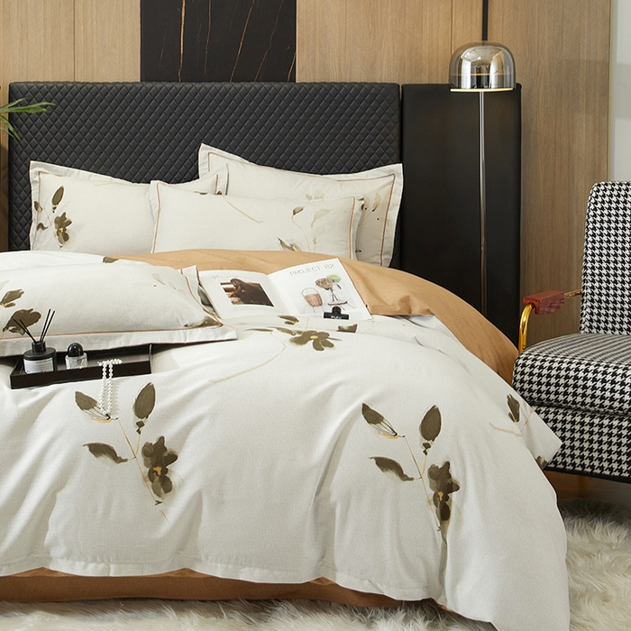 91家纺网 家纺一手货源 找家纺 帛美家纺 2025新款全棉加厚款数码印花磨毛四件套 珍华乌木