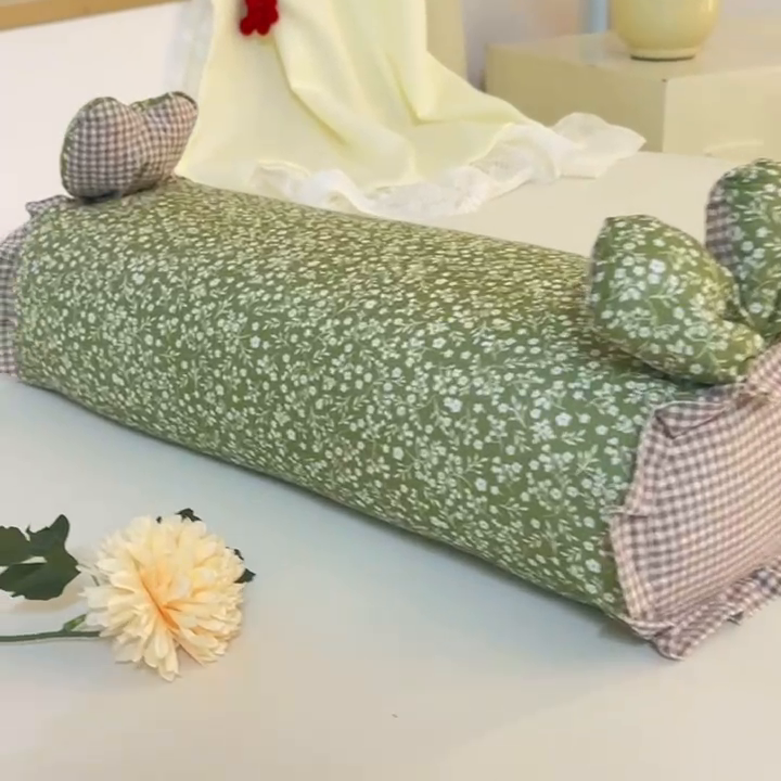 91家纺网 家纺一手货源 找家纺 眠多宝 2025新款全棉双层纱萌兔荞麦护颈枕枕头枕芯 花千朵