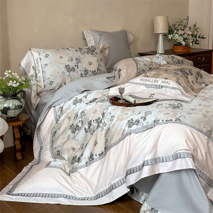 91家纺网 家纺一手货源 找家纺 红番天家居馆 2025新款高精密金丝提花四件套-仲夏之梦 仲夏之梦-月魄灰