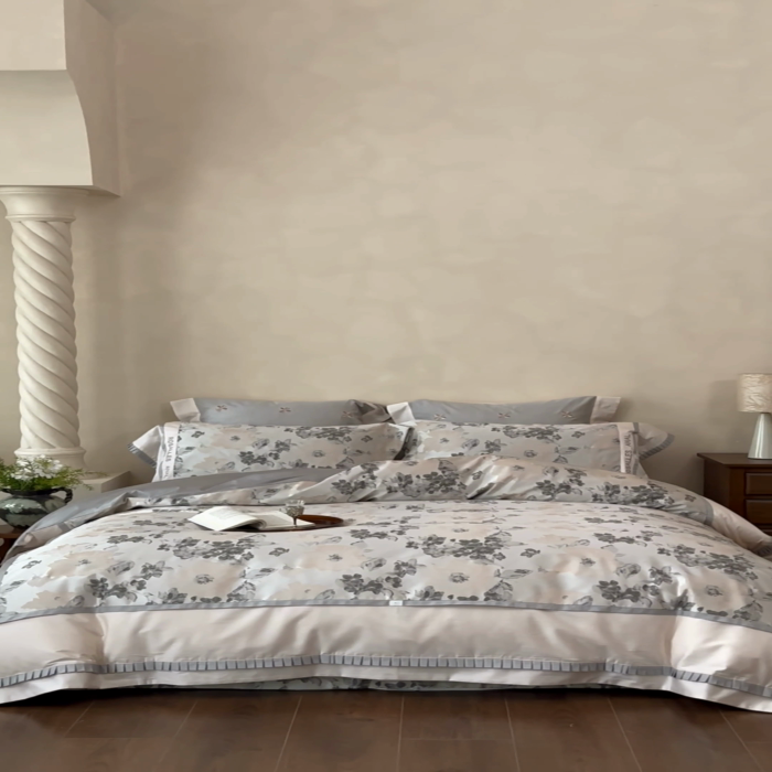 91家纺网 家纺一手货源 找家纺 红番天家居馆 2025新款高精密金丝提花四件套-仲夏之梦 仲夏之梦-月魄灰