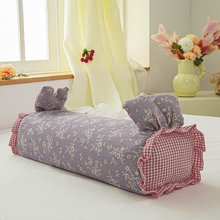 91家纺网 家纺一手货源 找家纺 眠多宝 2025新款全棉双层纱萌兔荞麦护颈枕枕头枕芯 娇花