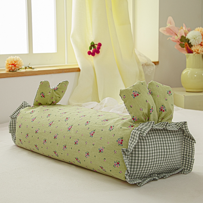 91家纺网 家纺一手货源 找家纺 眠多宝 2025新款全棉双层纱萌兔荞麦护颈枕枕头枕芯 花影