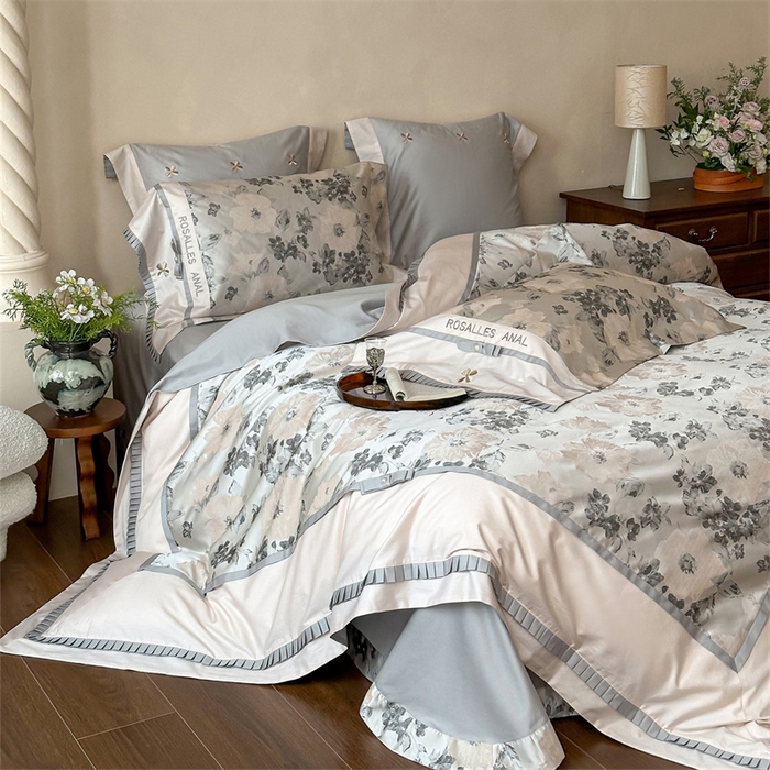 91家纺网 家纺一手货源 找家纺 红番天家居馆 2025新款高精密金丝提花四件套-仲夏之梦 仲夏之梦-月魄灰