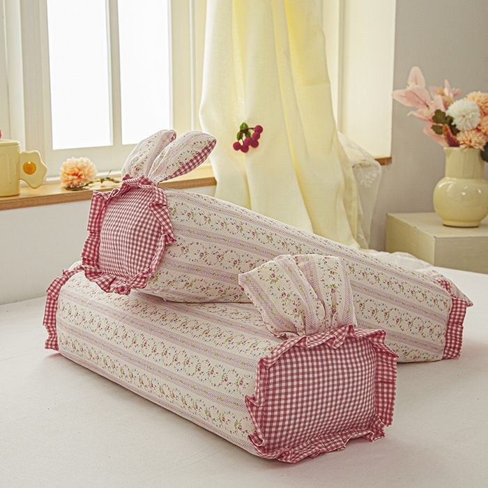 91家纺网 家纺一手货源 找家纺 眠多宝 2025新款全棉双层纱萌兔荞麦护颈枕枕头枕芯 清风