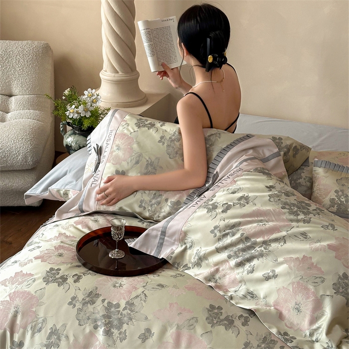 91家纺网 家纺一手货源 找家纺 红番天家居馆 2025新款高精密金丝提花四件套-仲夏之梦 仲夏之梦-欧碧绿