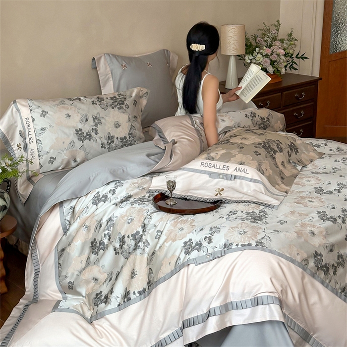 91家纺网 家纺一手货源 找家纺 红番天家居馆 2025新款高精密金丝提花四件套-仲夏之梦 仲夏之梦-月魄灰