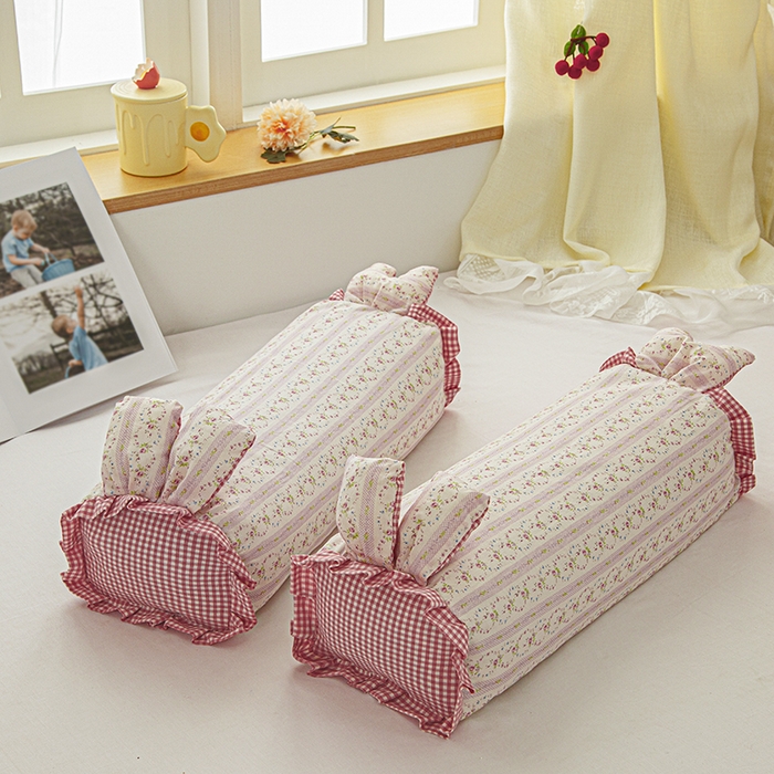 91家纺网 家纺一手货源 找家纺 眠多宝 2025新款全棉双层纱萌兔荞麦护颈枕枕头枕芯 清风