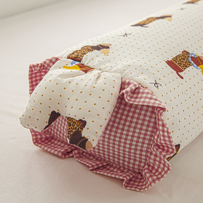 91家纺网 家纺一手货源 找家纺 眠多宝 2025新款全棉双层纱萌兔荞麦护颈枕枕头枕芯 小狗