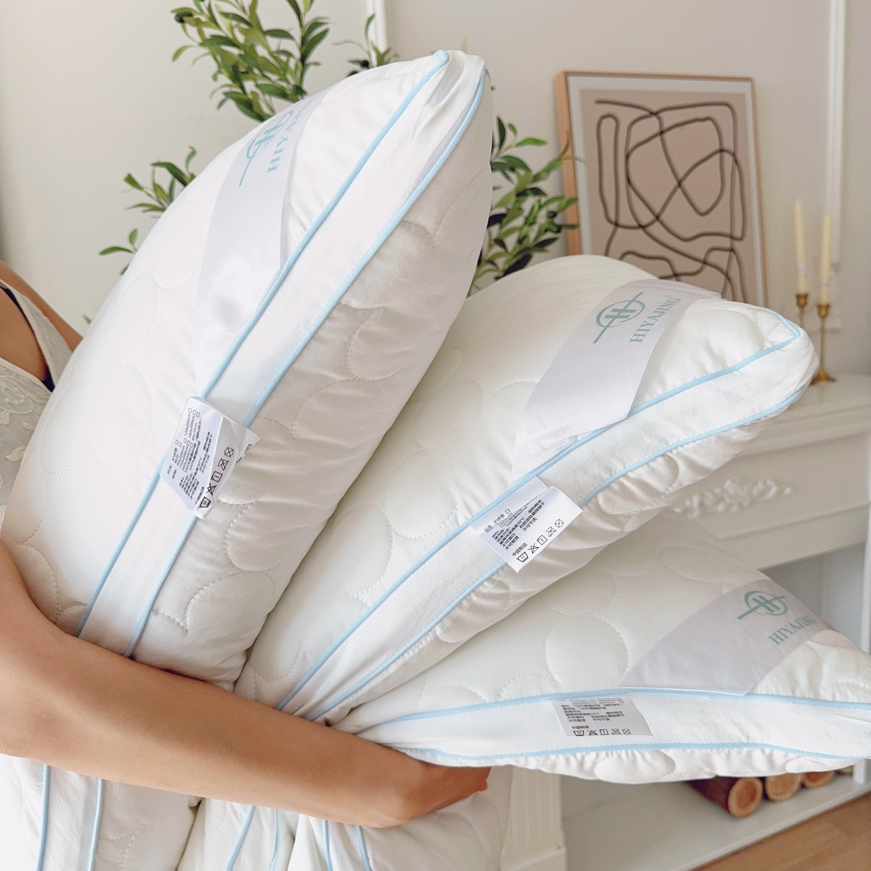 91家纺网 家纺一手货源 找家纺 （总）兜米家居 2025新款可机洗双面绗缝立体防螨云朵枕芯枕头