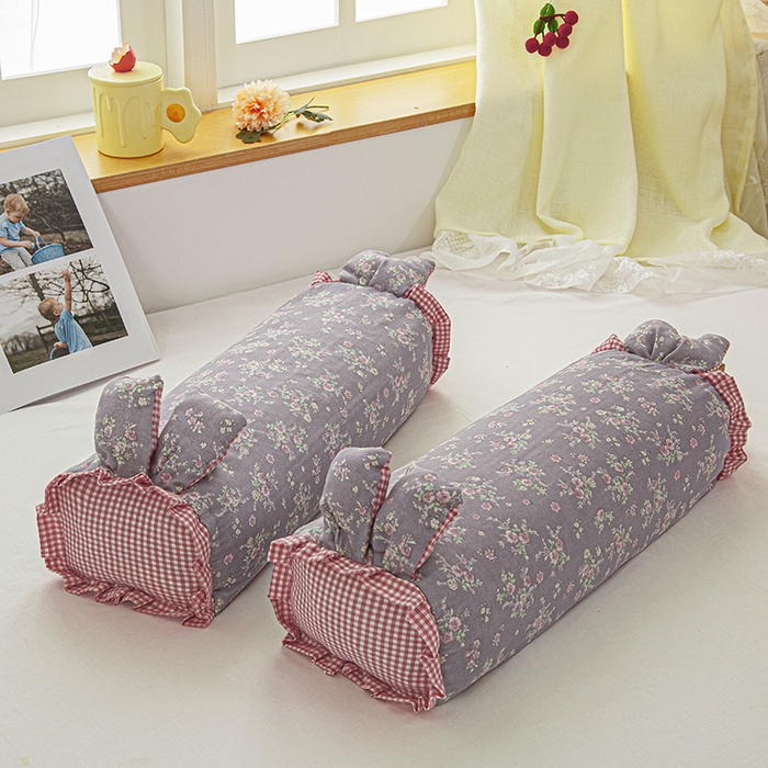 91家纺网 家纺一手货源 找家纺 眠多宝 2025新款全棉双层纱萌兔荞麦护颈枕枕头枕芯 娇花