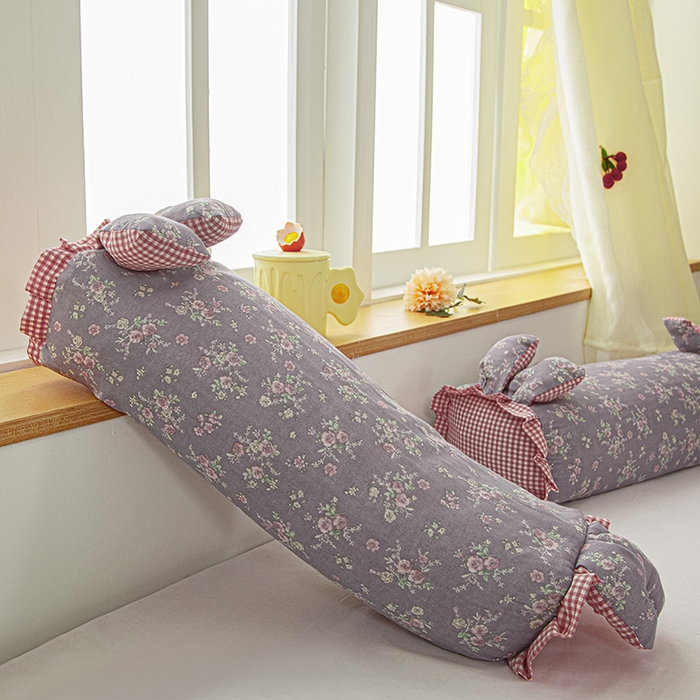 91家纺网 家纺一手货源 找家纺 眠多宝 2025新款全棉双层纱萌兔荞麦护颈枕枕头枕芯 娇花