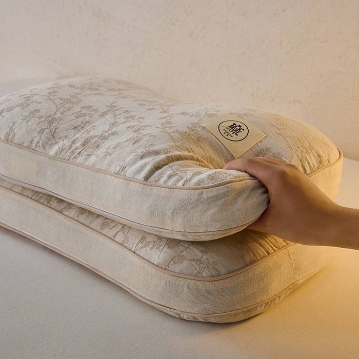 91家纺网 家纺一手货源 找家纺 （总）明星枕业 2025新款棉麻荞麦枕纯棉成人枕头亚麻提花家用学枕芯生助睡眠可拆卸护颈