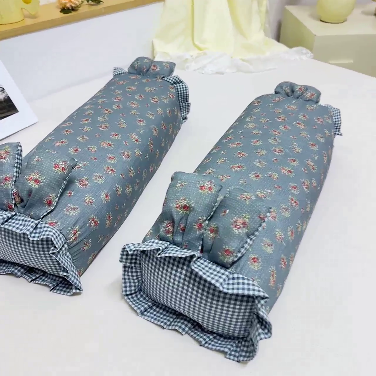 91家纺网 家纺一手货源 找家纺 眠多宝 2025新款全棉双层纱萌兔荞麦护颈枕枕头枕芯 摇春