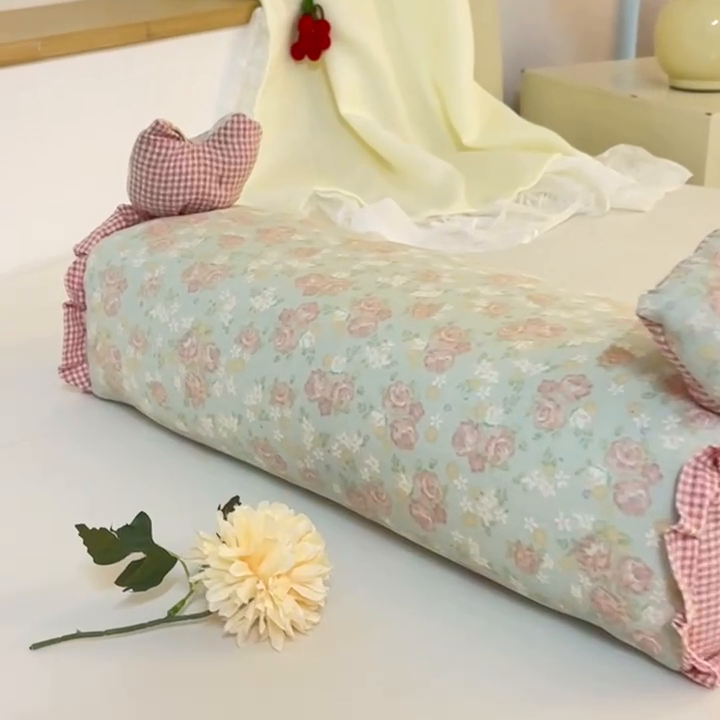 91家纺网 家纺一手货源 找家纺 眠多宝 2025新款全棉双层纱萌兔荞麦护颈枕枕头枕芯 倾城