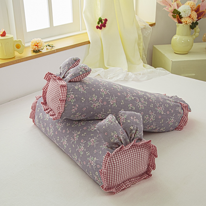 91家纺网 家纺一手货源 找家纺 眠多宝 2025新款全棉双层纱萌兔荞麦护颈枕枕头枕芯 娇花