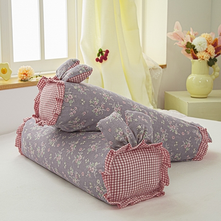 91家纺网 家纺一手货源 找家纺 眠多宝 2025新款全棉双层纱萌兔荞麦护颈枕枕头枕芯 娇花