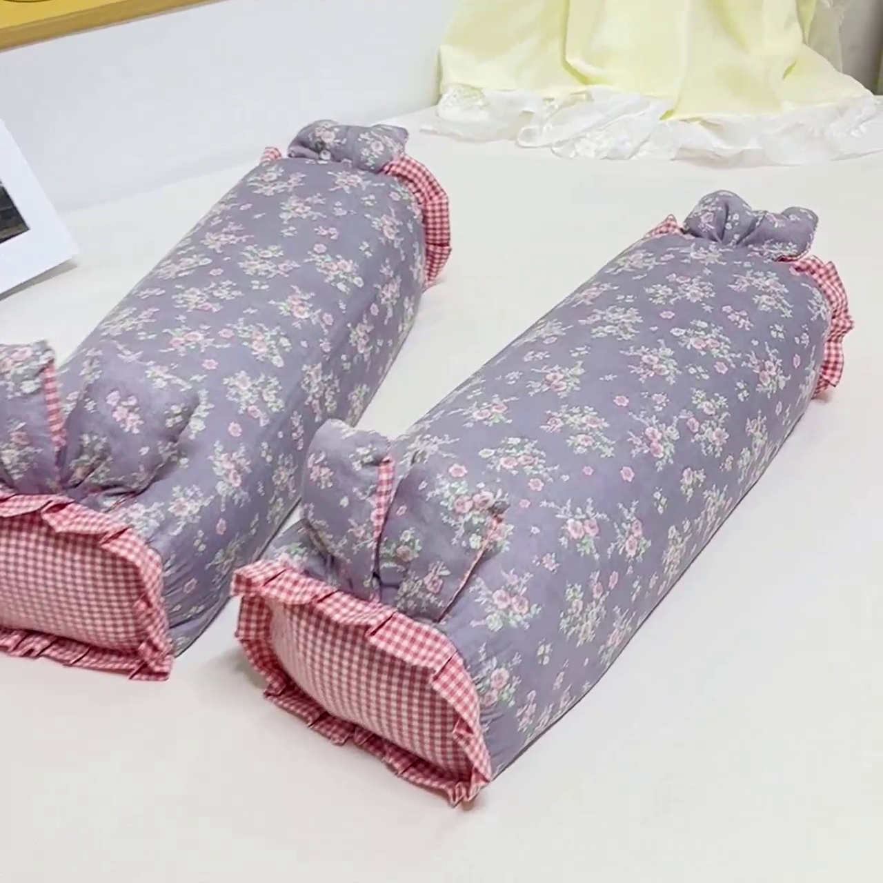 91家纺网 家纺一手货源 找家纺 眠多宝 2025新款全棉双层纱萌兔荞麦护颈枕枕头枕芯 娇花