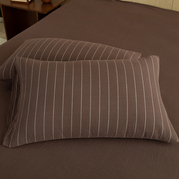 91家纺网 家纺一手货源 找家纺 [91家纺网精选] 新款色织条纹双层纱四件套