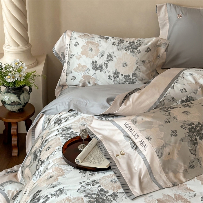 91家纺网 家纺一手货源 找家纺 红番天家居馆 2025新款高精密金丝提花四件套-仲夏之梦 仲夏之梦-月魄灰