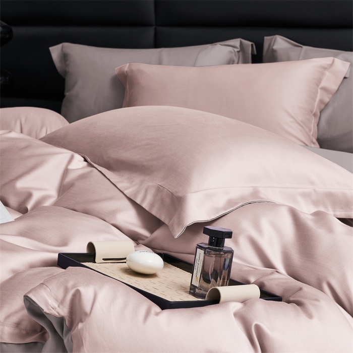 91家纺网 家纺一手货源 找家纺 顾家家居 2024新款兰精天丝棉磨毛双拼四件套 燕麦+丁香褐