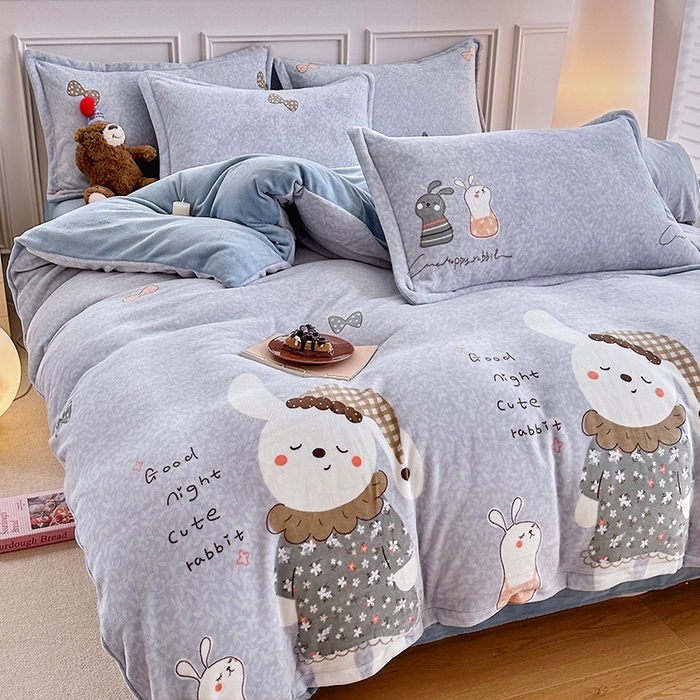 91家纺网 家纺一手货源 找家纺 家贝爱 2025新款A类牛奶绒印花四件套 好伙伴