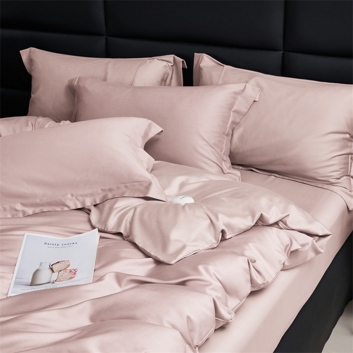 91家纺网 家纺一手货源 找家纺 顾家家居 2024新款7A抗菌兰精天丝棉磨毛纯色四件套 燕麦色