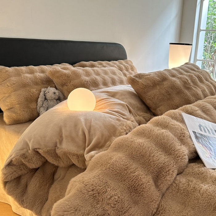 91家纺网 家纺一手货源 找家纺 （总）酱子 2024新款高克重大兔绒牛奶绒四件套