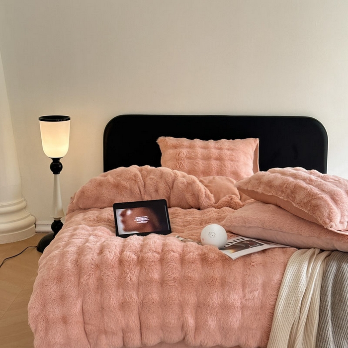 91家纺网 家纺一手货源 找家纺 酱子 2024新款高克重大兔绒牛奶绒四件套 豆沙