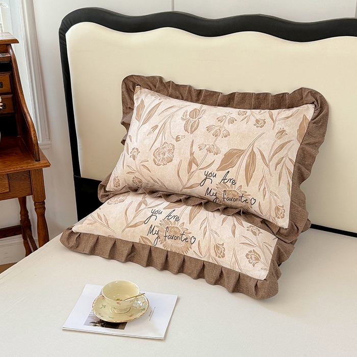 91家纺网 家纺一手货源 找家纺 梦舒羽 2025新款可水洗原麻花边枕套宿舍单人枕芯套枕头套内胆套仿亚麻 向阳花开