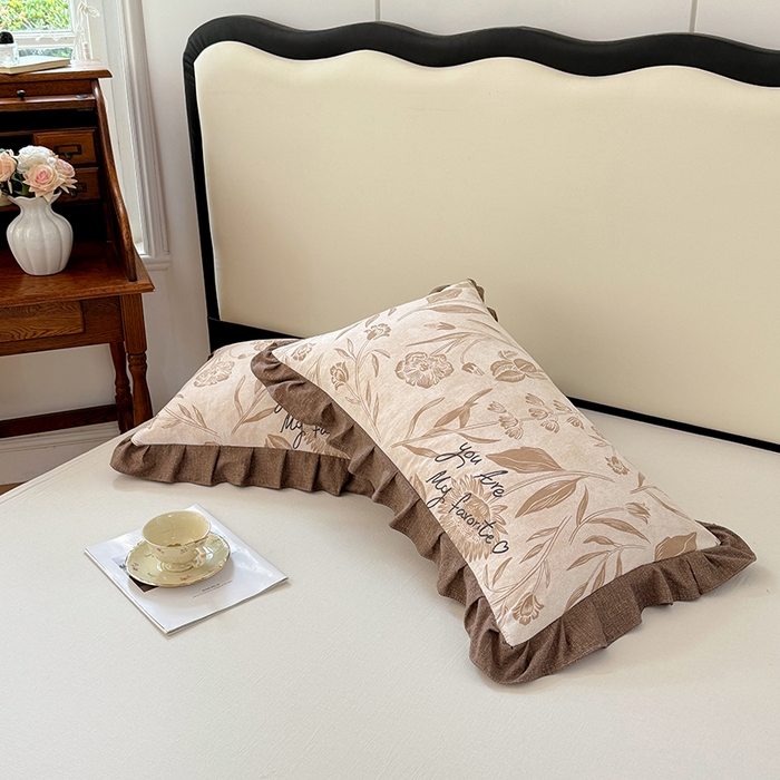 91家纺网 家纺一手货源 找家纺 梦舒羽 2025新款可水洗原麻花边枕套宿舍单人枕芯套枕头套内胆套仿亚麻 向阳花开