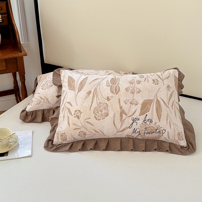 91家纺网 家纺一手货源 找家纺 梦舒羽 2025新款可水洗原麻花边枕套宿舍单人枕芯套枕头套内胆套仿亚麻 向阳花开