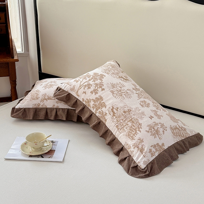 91家纺网 家纺一手货源 找家纺 梦舒羽 2025新款可水洗原麻花边枕套宿舍单人枕芯套枕头套内胆套仿亚麻 水木年华