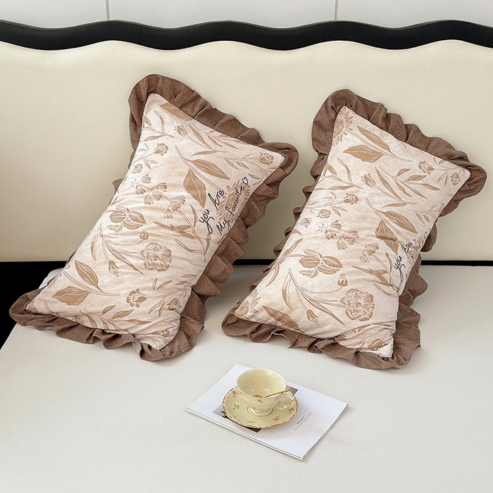 91家纺网 家纺一手货源 找家纺 梦舒羽 2025新款可水洗原麻花边枕套宿舍单人枕芯套枕头套内胆套仿亚麻 向阳花开