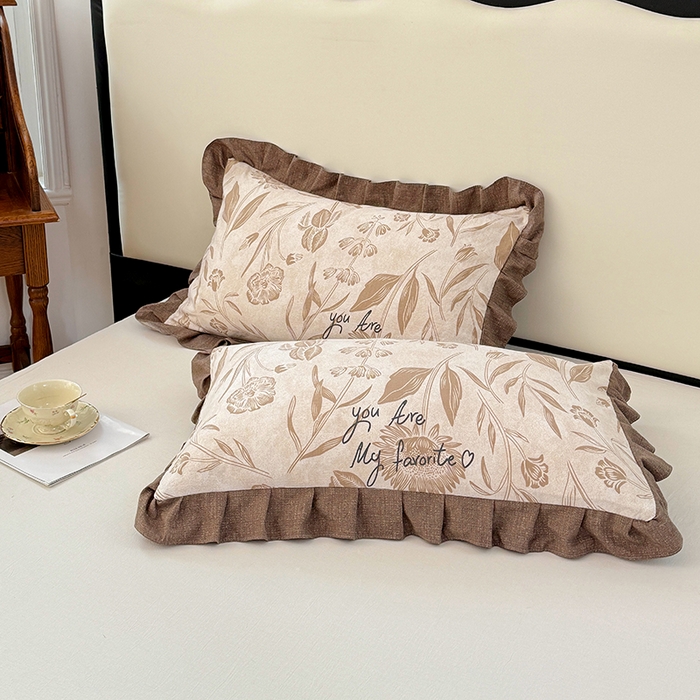 梦舒羽 2025新款可水洗原麻花边枕套宿舍单人枕芯套枕头套内胆套仿亚麻 向阳花开