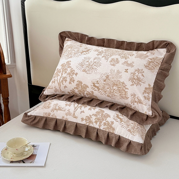 91家纺网 家纺一手货源 找家纺 梦舒羽 2025新款可水洗原麻花边枕套宿舍单人枕芯套枕头套内胆套仿亚麻 水木年华