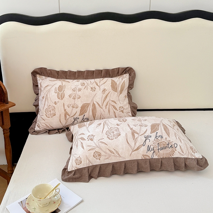 91家纺网 家纺一手货源 找家纺 梦舒羽 2025新款可水洗原麻花边枕套宿舍单人枕芯套枕头套内胆套仿亚麻 向阳花开