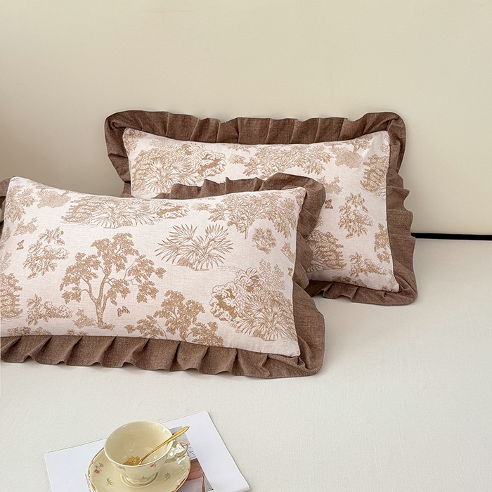 91家纺网 家纺一手货源 找家纺 梦舒羽 2025新款可水洗原麻花边枕套宿舍单人枕芯套枕头套内胆套仿亚麻 水木年华